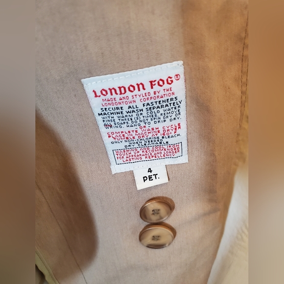 London Fog Womens Trench Coat Zip Out Thinsulate Lining Tan Rain Coat Size 4p - Picture 5 of 5